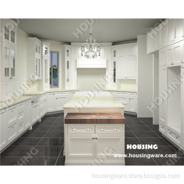 High End Solid Wood Kitchen Cabinets, with Island Cabinet